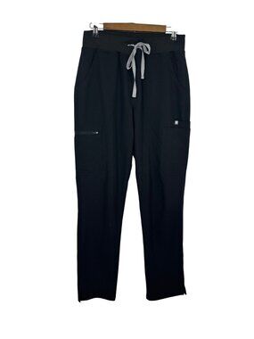 FIGS Zamora Jogger Scrub Pants Black Drawstring Waist Pockets Women's Size M